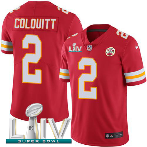 Kansas City Chiefs Nike #2 Dustin Colquitt Red Super Bowl LIV 2020 Team Color Youth Stitched NFL Vapor Untouchable Limited Jersey
